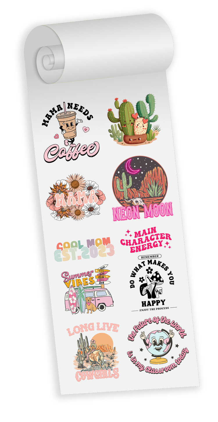 Teddy Transfers gang sheet — dozens of designs auto-packed onto one DTF transfer
